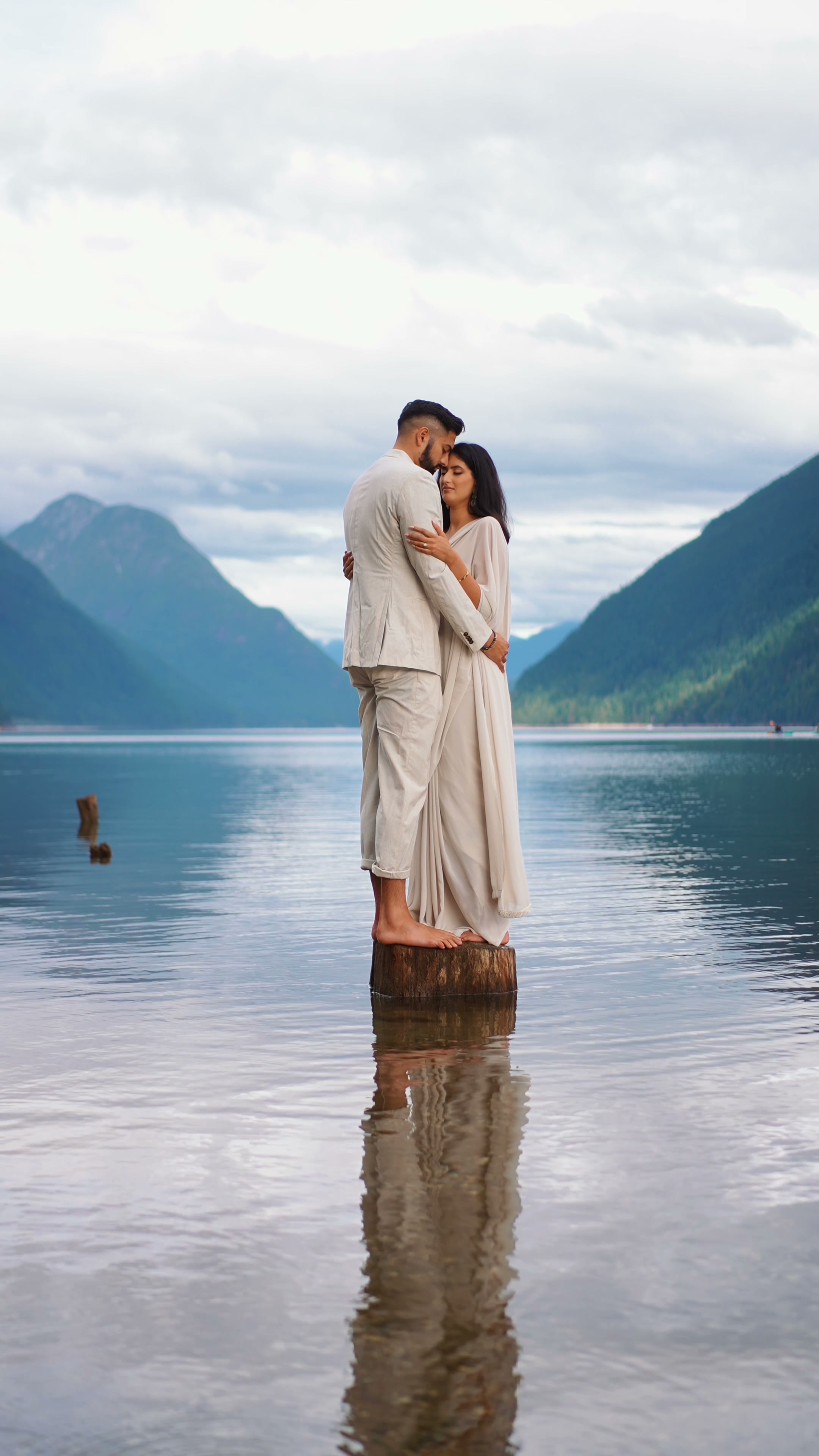Couples Portrait at a Fjord, Wedding Cinematography Vancouver, wedding cinematography near Ladner